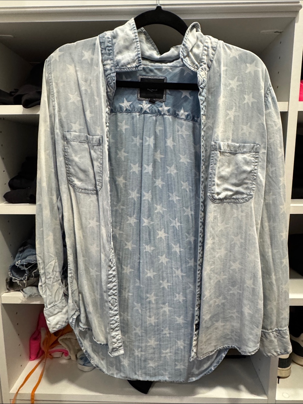 Rails Light Blue Star-Print Button Down Shirt